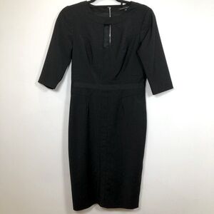 Sandra Angelozzi Size 34 (XS) Little Black Dress Elegant Wool Blend 3/4 Sleeve